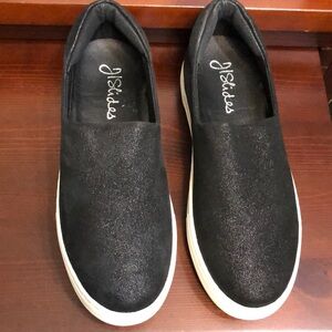 Slip-On Loafers, Black metallic suede